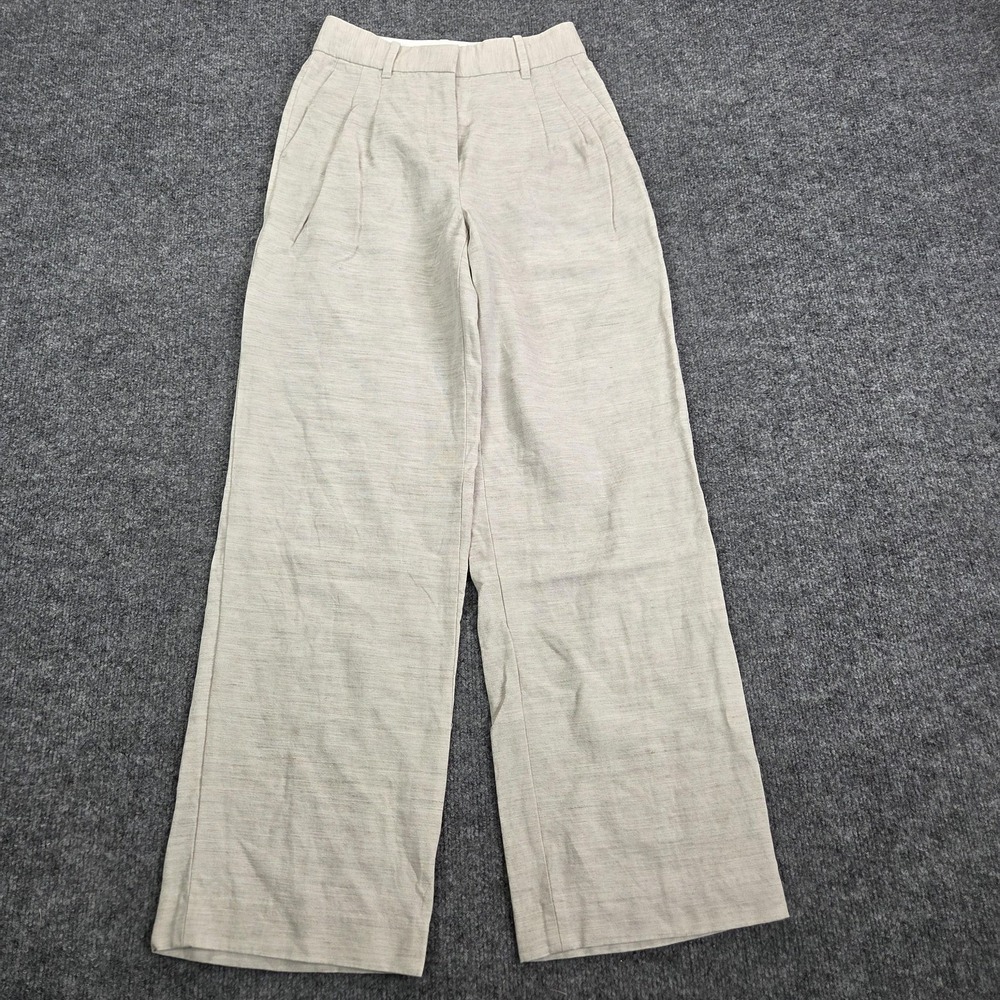 Aritzia Pants Womens 0 Beige Effortless Pant Linen Lyocell Wide Leg Twill